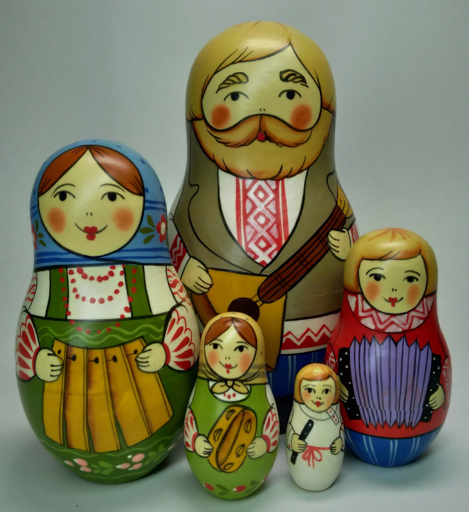Shop Exclusive Nesting Dolls 125 mm Man with Balalayka hand painted Traditional Russian Wooden Matryoshka doll 5 pcs (by Igor Malyutin) online at Skazka.site | Eligible for fast shipping and free returns. 125 mm Man with Balalayka hand painted Traditional Russian Wooden Matryoshka doll 5 pcs (by Igor Malyutin)