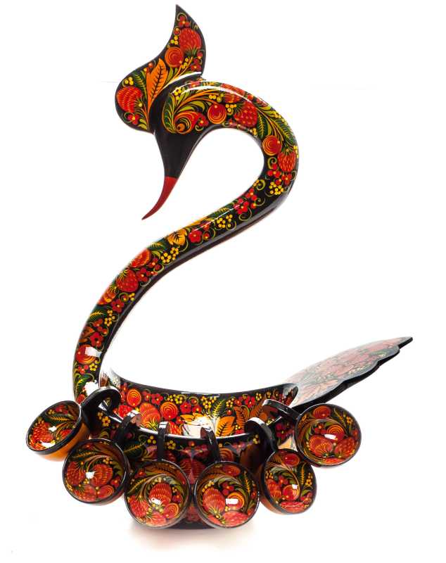 170x280 mm Duck Khokhloma hand painted wooden Ladle for Wine with small Ladles