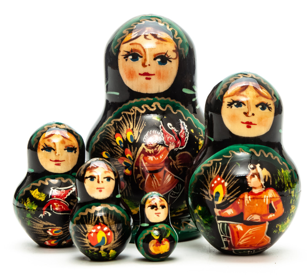80 mm Firebird hand painted on Wooden Matryoshka doll 5 pcs (by Skazka)