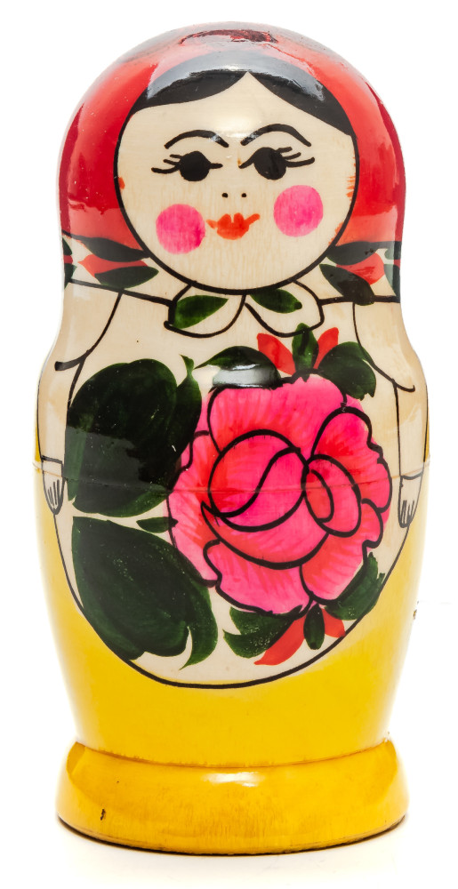 105 mm Red Head Semenovskaya handpainted wooden Matryoshka Doll 5 pcs (by Ivan Studio)