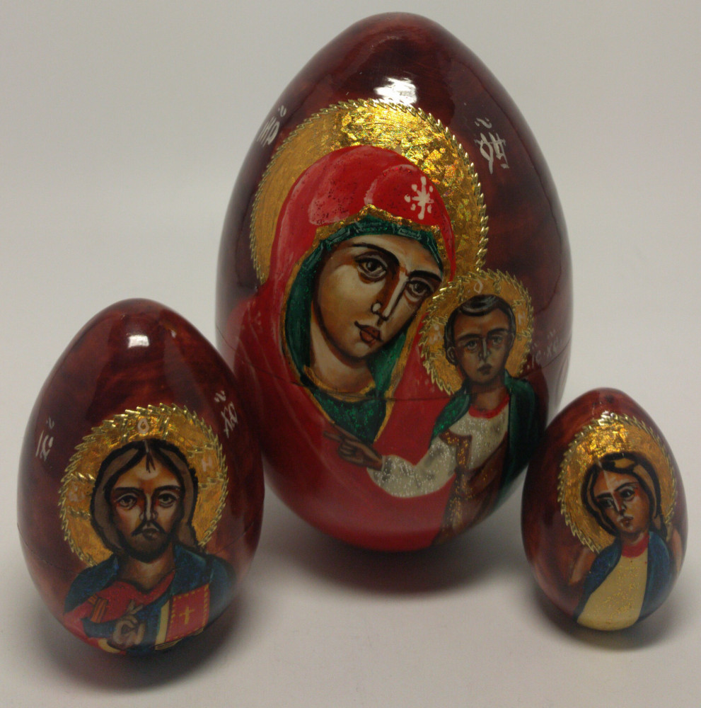 160 mm Kazanskay Godmother Icon hand painted and carved wooden Matryoshka doll 5 pcs ( by Ludmila Icon Paintings )