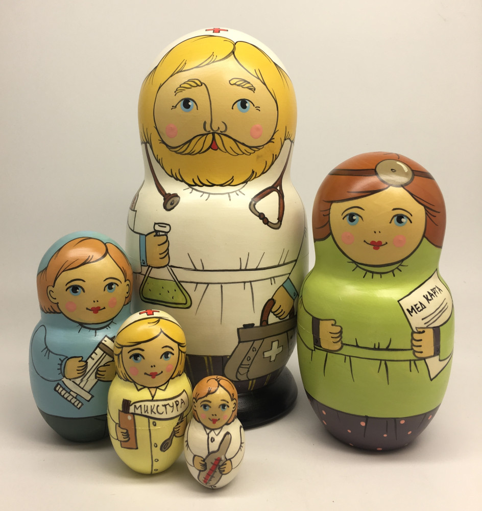 U 5pcs Artist Painting Big Malutinskaya Matryoshka