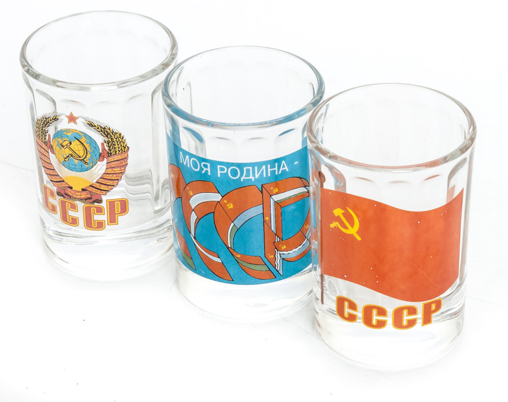 50 ml USSR decal Faceted Shot Glass set of 3 pcs (by AKM)