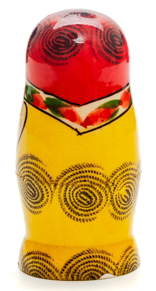 70 mm Red Head Semenovskaya handpainted wooden Russian Matryoshka Doll 3 pcs (by Ivan Studio)