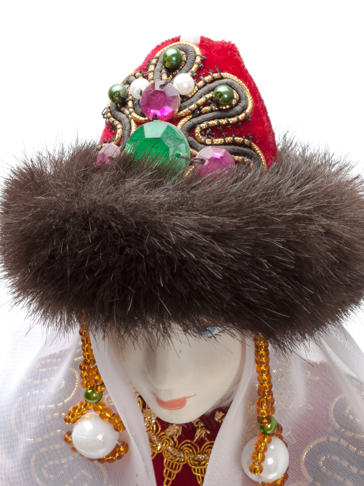 The Princess in a Winter Dress and Fur Hat hand-sewn Porcelain Doll - 21 Inches