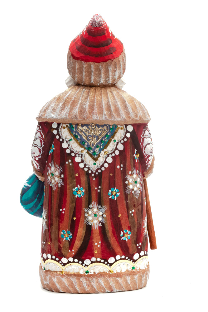 217 mm Santa Claus With a Staff And a Bag of Gifts (by Igor Carved Wooden Figures Studio)