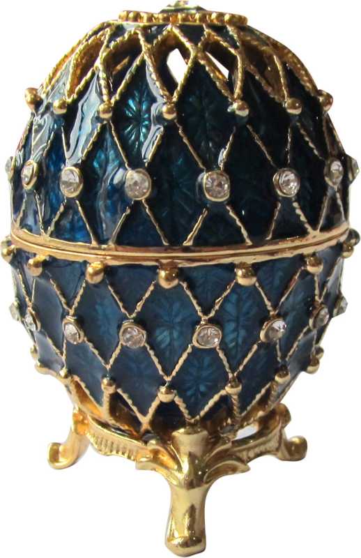 70 mm Golden Trellis on Dark Blue Enamel Easter Egg
