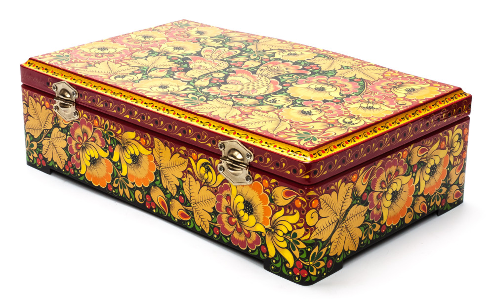 295x165 mm Khokhloma Painting Jewellery Wooden Box