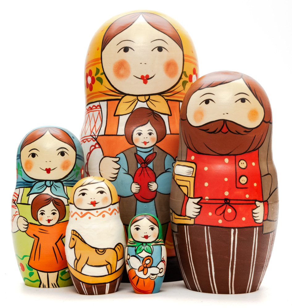 160 mm Mother with Daughter hand painted Traditional Russian Wooden Matryoshka doll 5 pcs (by Sergey Malyutin)