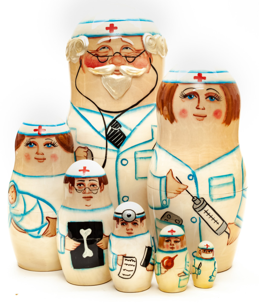 240mm Doctor hand painted Matryoshka round Doll 7pcs (by A Studio)