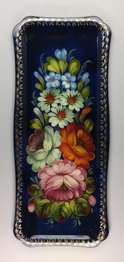 Zhostovo Hand Painted Metal Tray