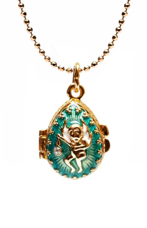 Angel Opening Light Blue Egg Pendant