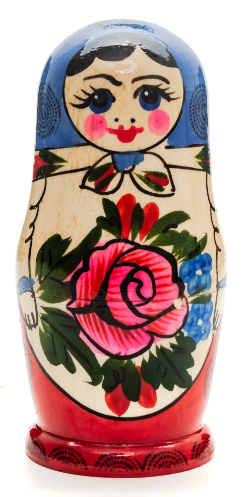 105 mm Navy Blue Head Semenovskaya handpainted wooden Matryoshka Doll 5 pcs (by Ivan Studio)