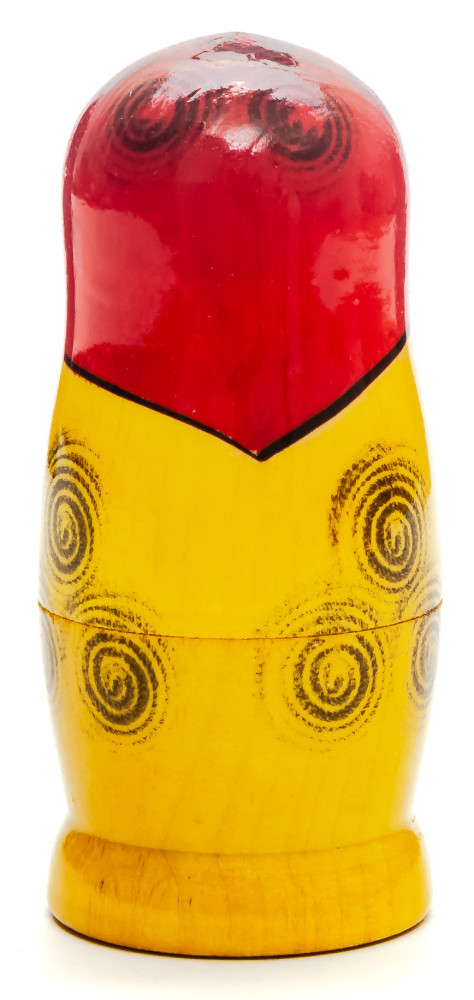 95 mm Red Head Semenovskaya Hand Painted Wooden Matryoshka Nesting Doll 4 pcs inside (by Ivan Studio)