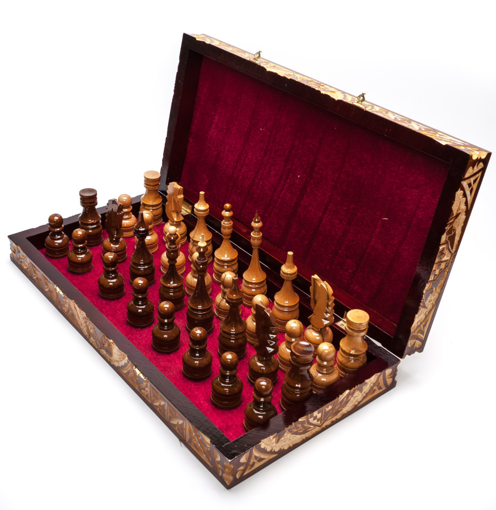 500x500 mm Hand Carved Chess Pieces on Inlaid Wood Board Box (by Fyodor Chess Workshop)