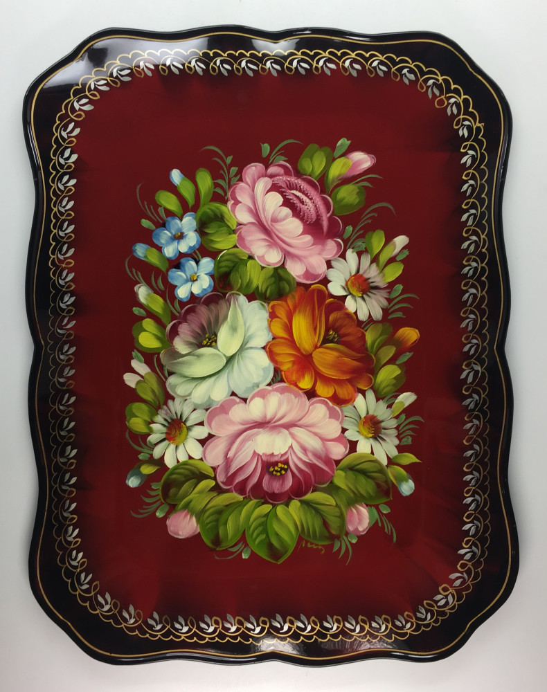 Zhostovo Hand Painted Metal Tray