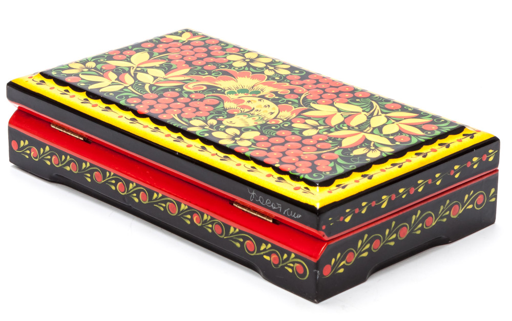 180x100 mm Khokhloma Painting Jewellery Wooden Box