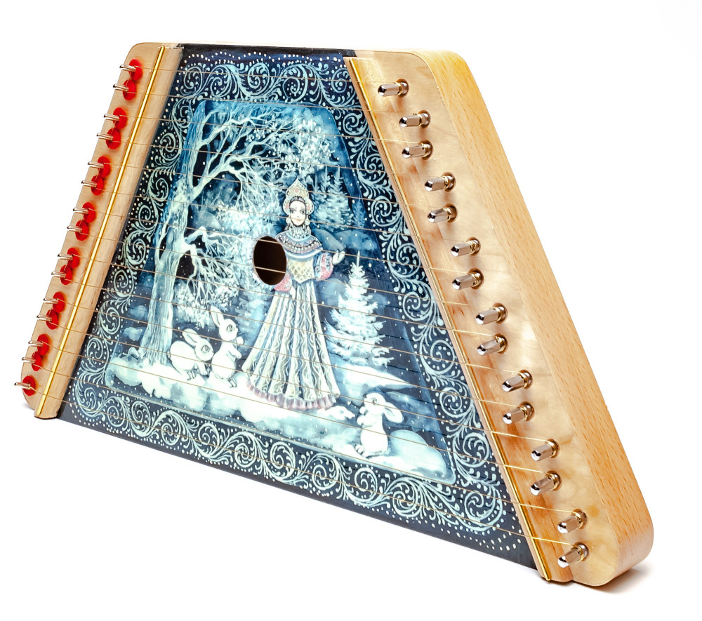 Snowmaiden Princess hand painted wooden multi string Gusli (by Gusli Studio)