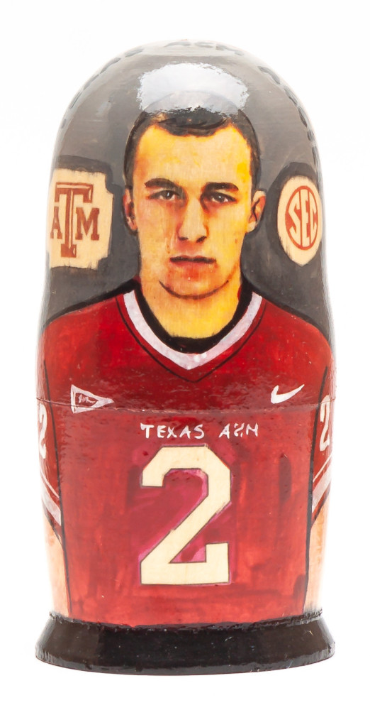 100mm Johny Manziel from Texas AEM Aggies Hand Painted Matryoshka Doll 5 pcs (by Konstantin Studio)