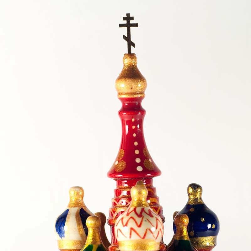 230 mm Saint Basil's Cathedral Khokhloma Art hand painted Wooden Music Box (by Nightingale Crafts)