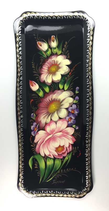 Zhostovo Hand Painted Metal Tray