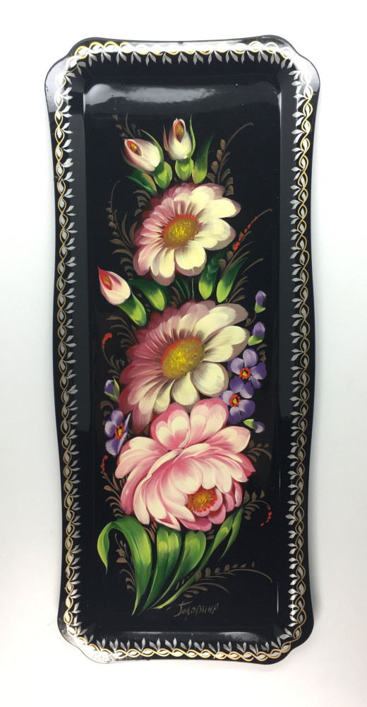 Zhostovo Hand Painted Metal Tray