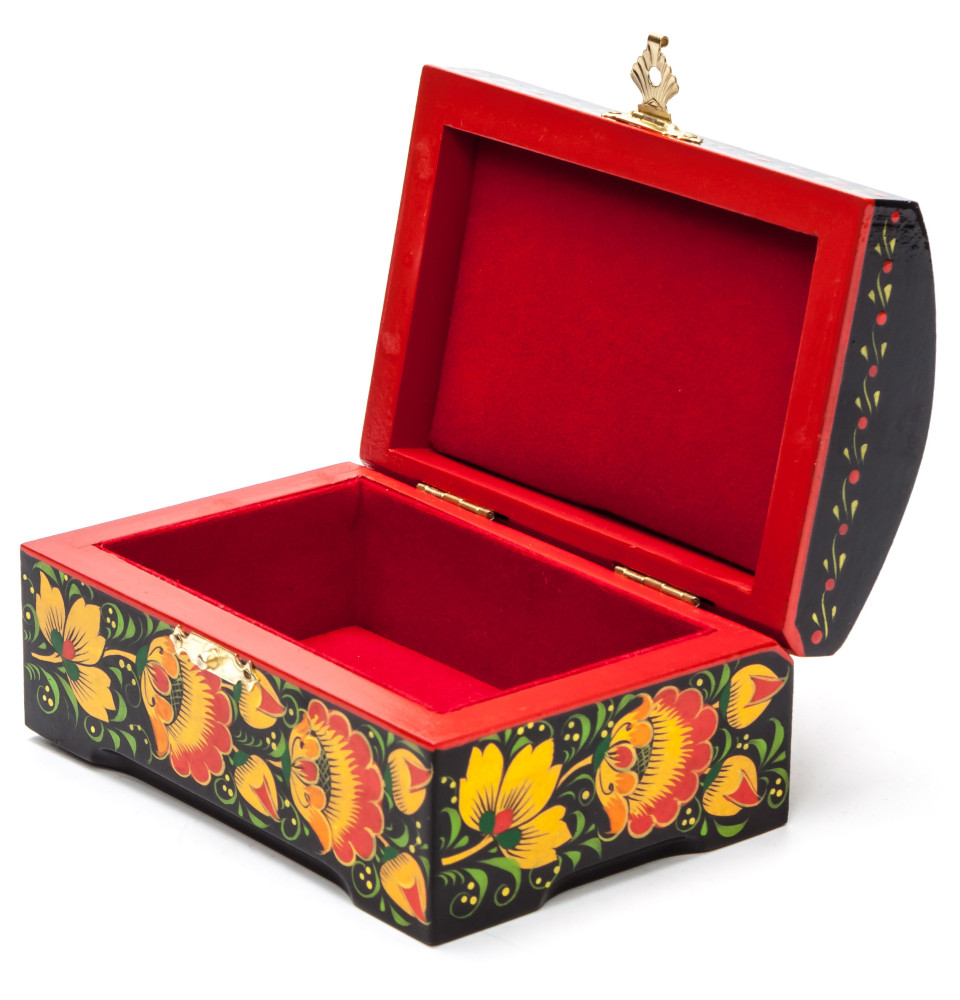 120x80 mm Khokhloma Painting Jewellery Wooden Box