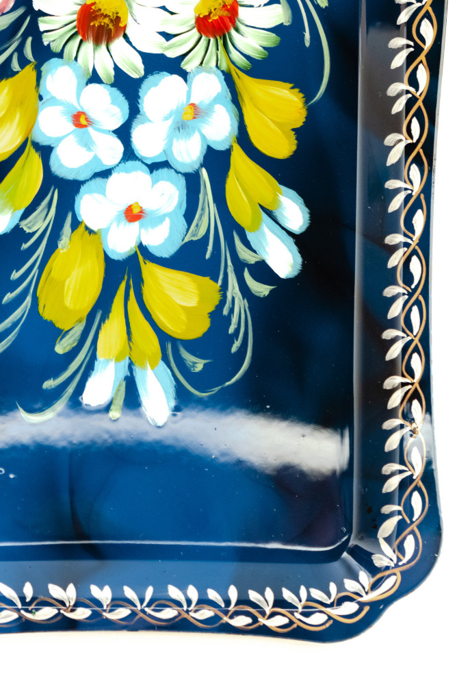 130x310 mm Zhostovo Patterns hand painted and lacquered Metal Forged Tray (by Lada Crafts)
