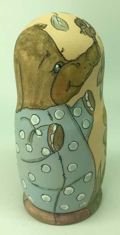 3 pcs Little Elephants Games hand painted Matryoshka Dolls (by Sergey Carved Wooden Dolls Studio)