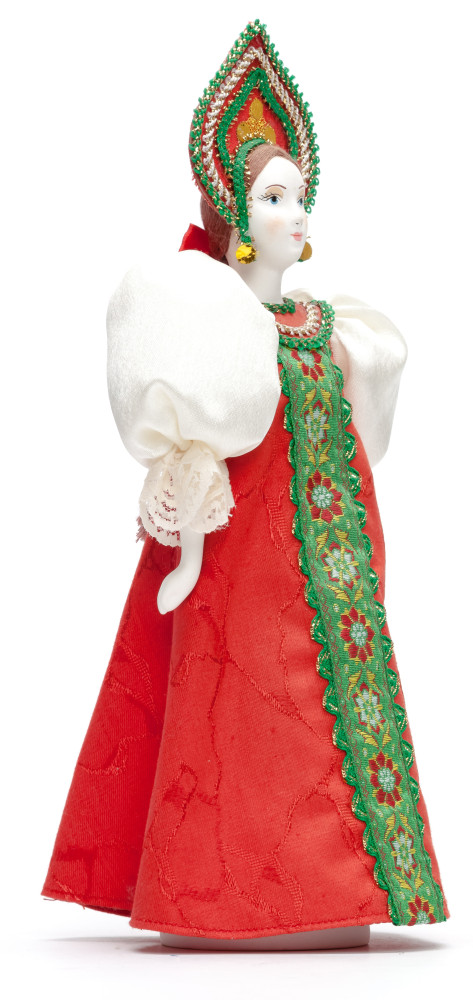 Porcelain Doll in a Russian Dress and Kokoshnik - 11 Inches (by Le Russe)