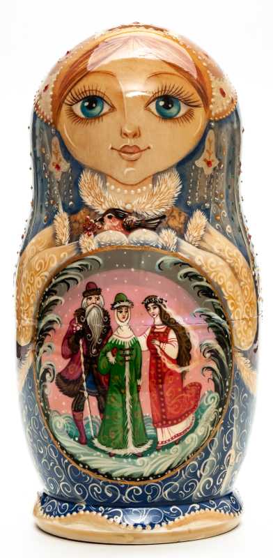 180 mm Morozko hand painted on Wooden Matryoshka doll 5 pcs (by Golden Cockerel Studio)