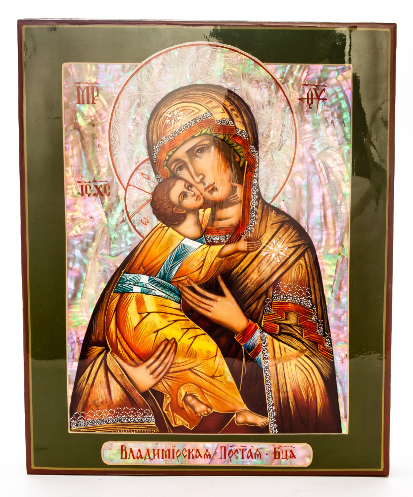 180x210mm Vladimirskaya Godmother handpainted wooden Icon (by Galina Studio)