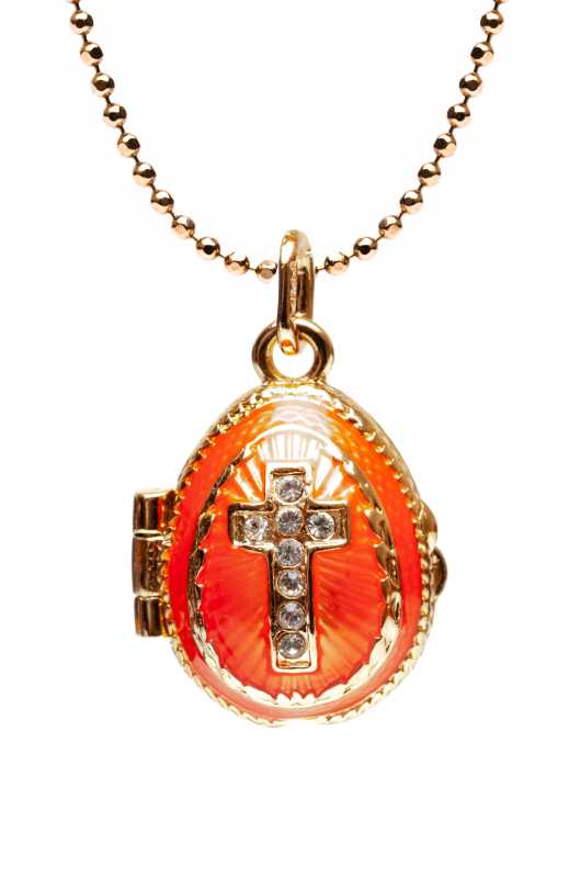 Cross Opening Pink Egg Pendant