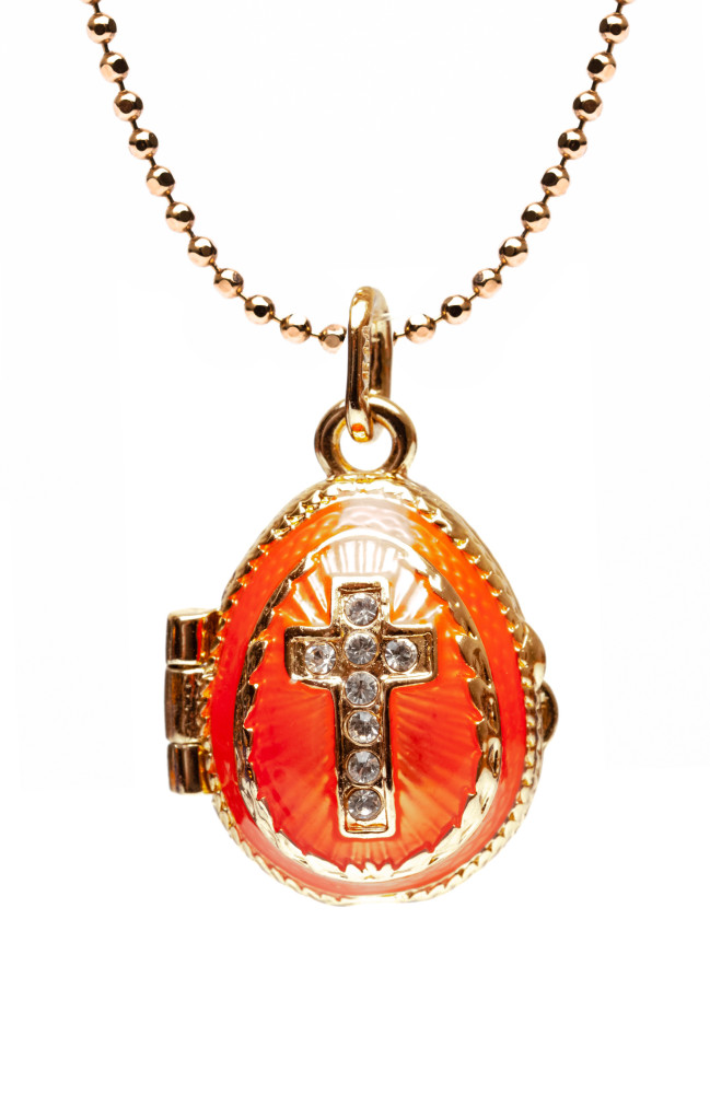 Cross Opening Pink Egg Pendant