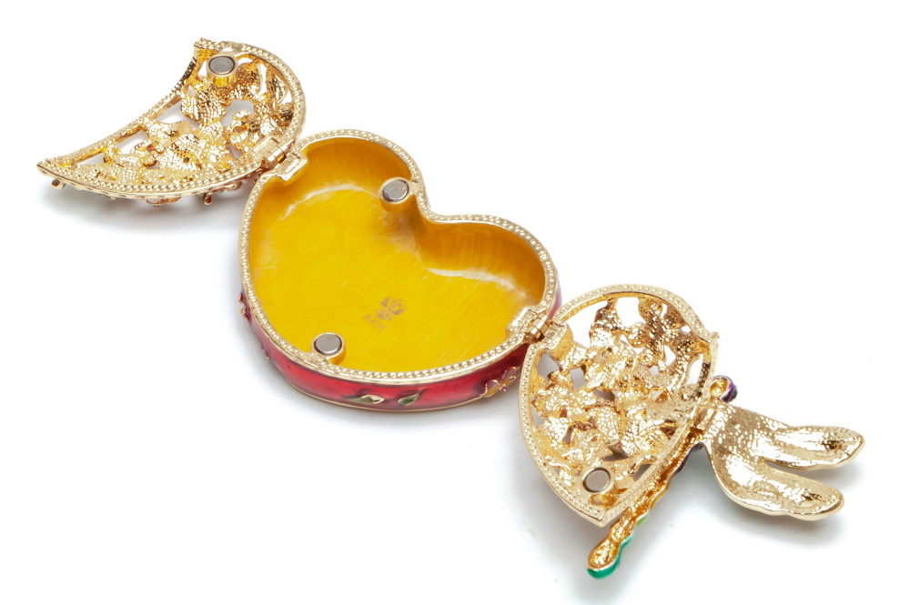 40 mm Heart shaped Dragonfly Jewellery Box