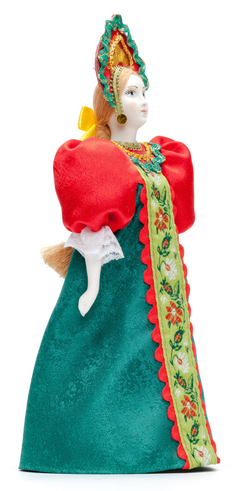 Porcelain Doll in a Russian Dress and Kokoshnik - 11 Inches (by Le Russe)