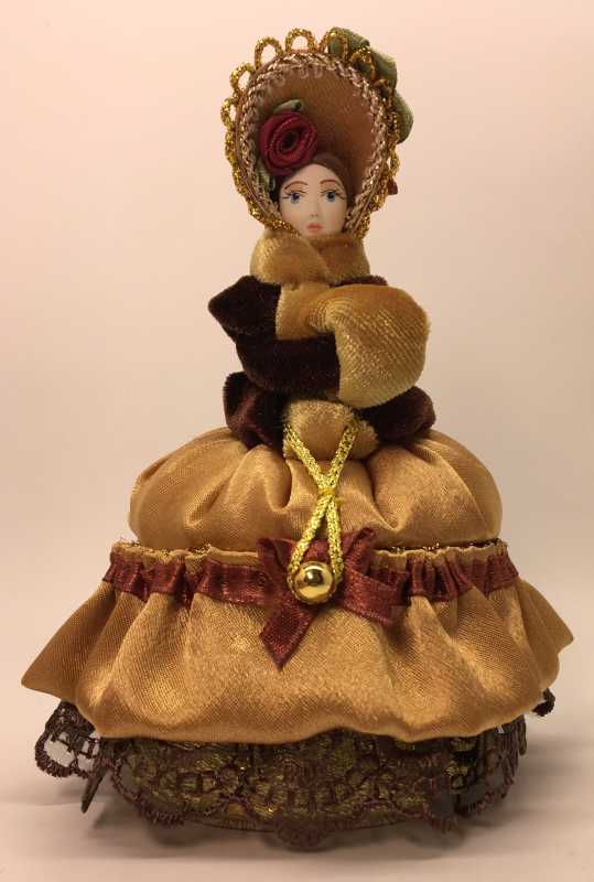 Girl with a Clutch in a Winter Hat and Dress of the 18th century style hand-sewn Doll with Jewelry Box (by Le Russe)