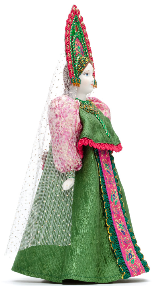 Porcelain Doll in a Russian Dress and Kokoshnik - 11 Inches (by Le Russe)