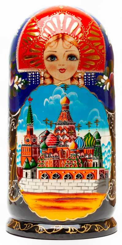 220 mm Saint Basil Cathedral handpainted Wooden Matryoshka Doll 7 pcs (by Sheherazade)