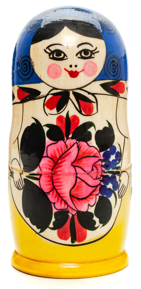 130 mm Navy Blue Head Semenovskaya Hand Painted wooden Russian Matryoshka Nesting Doll 6 pcs inside (by Ivan Studio)