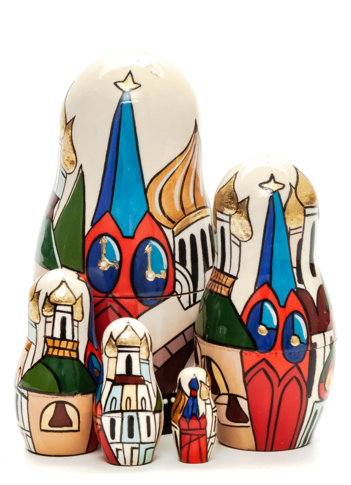 110 mm Moscow Cathedrals by Lentuloff hand painted wooden Russian Matryoshka doll (by A Studio)