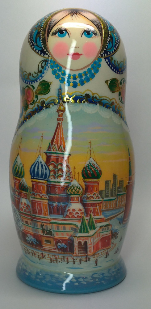 200 mm Moscow Cathedrals hand painted on wooden Matryoshka doll 5 pcs (by A Studio)