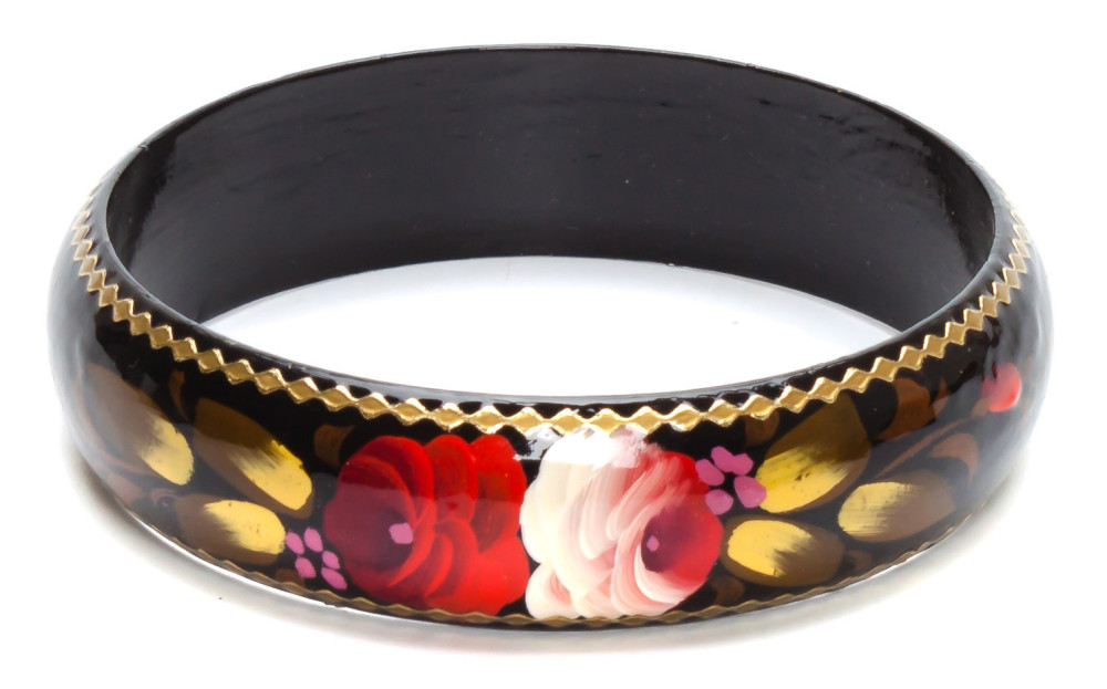 80x20 mm Zhostovo Hand Painted Bracelet (by Lada Workshop)