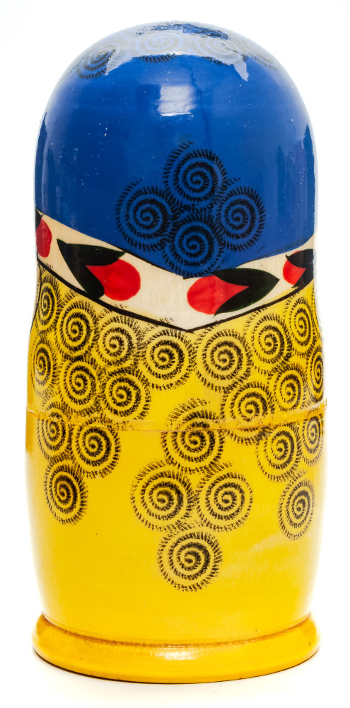 130 mm Navy Blue Head Semenovskaya Hand Painted wooden Russian Matryoshka Nesting Doll 6 pcs inside (by Ivan Studio)