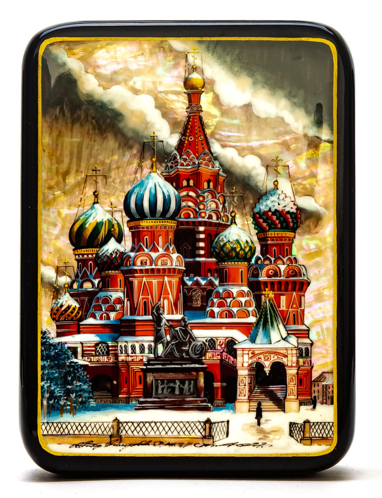 110x150mm Saint Basil Cathedral hand painted on pearl shell lacquered box from Fedoscino (by Tatiana Crafts)