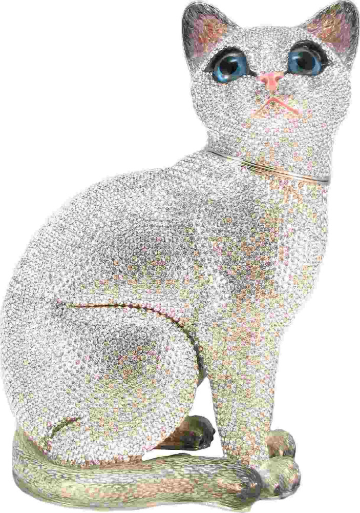 Шкатулка "Кошка" со стразами, цвет серебро