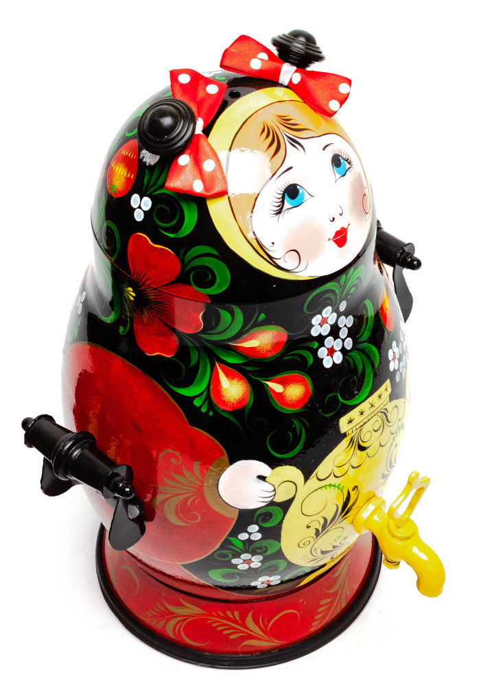 Matryoshka Electric Samovar Kettle Golden with Teapot and Tray