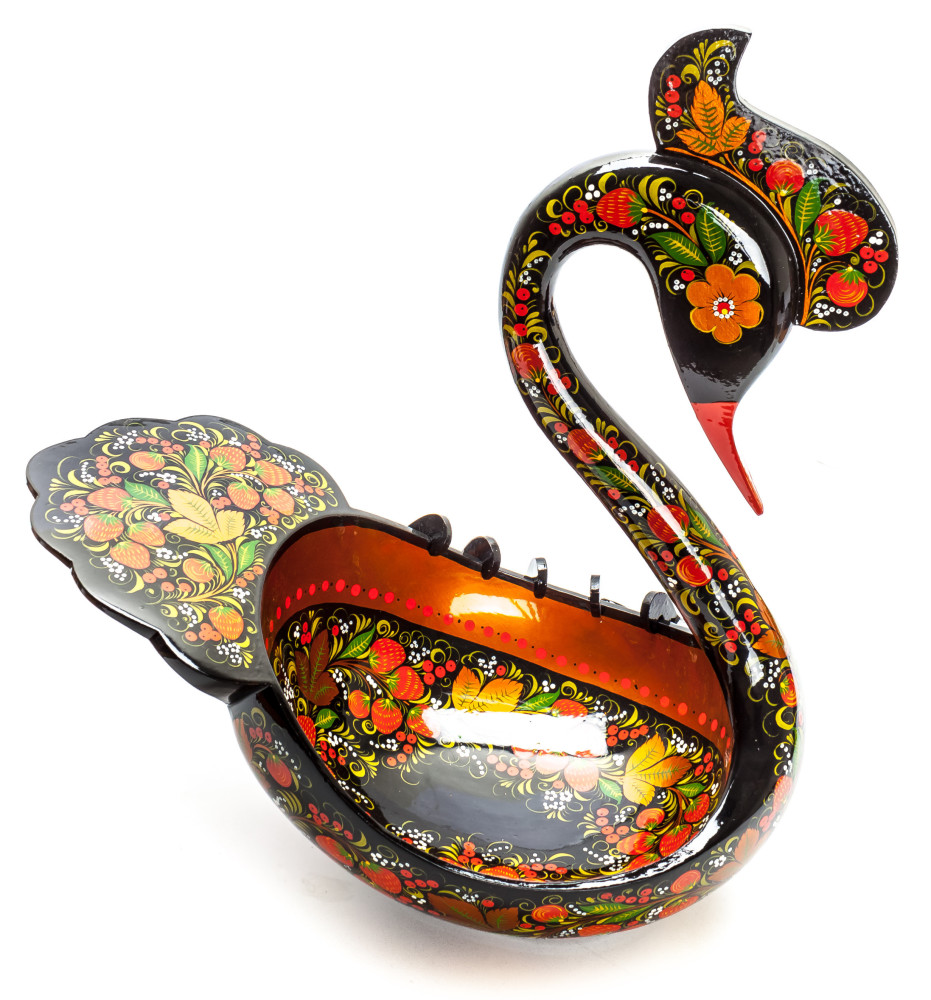 235x390 mm Duck Khokhloma hand painted wooden Ladle for Wine with small Ladles