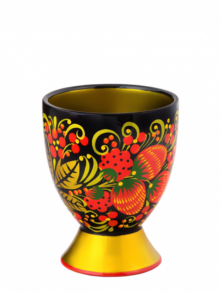 100x80 mm Khokhloma hand painted wooden Shot Glass (by Golden Khokhloma)