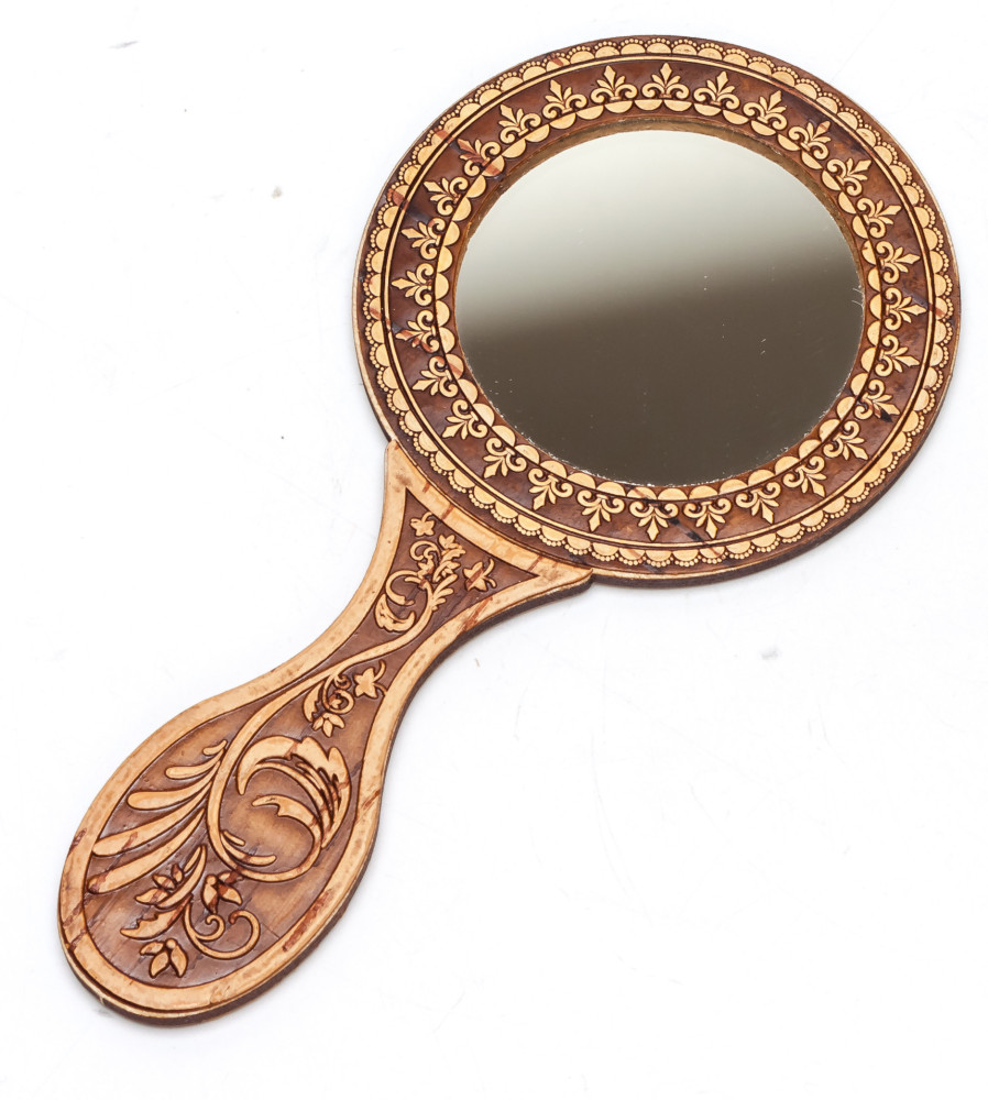 80x160 mm Bear hand made Birchbark Mirror (by Maxim Birch)